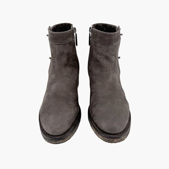 Chanel Turnlock CC Ankle Boots EU 39 US 8-8.5 Gray Suede Low Block Heel Bootie - Picture 2 of 15